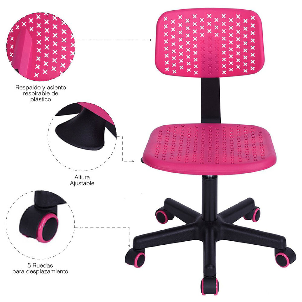 Silla De Oficina Colors Rosado image number 4.0