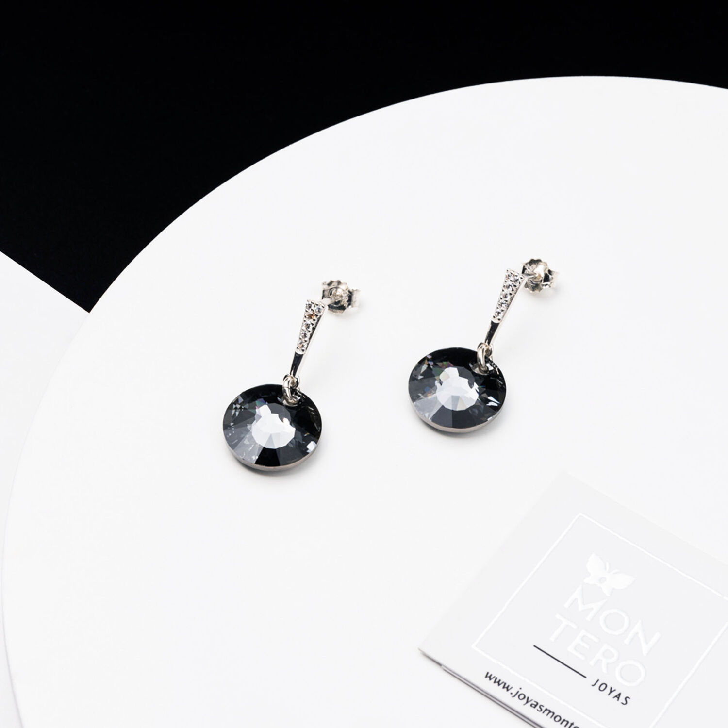 Aros Paris Plata Italiana 925 Y Cristales Genuinos Silver Night image number 1.0