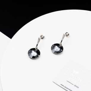 Aros Paris Plata Italiana 925 Y Cristales Genuinos Silver Night