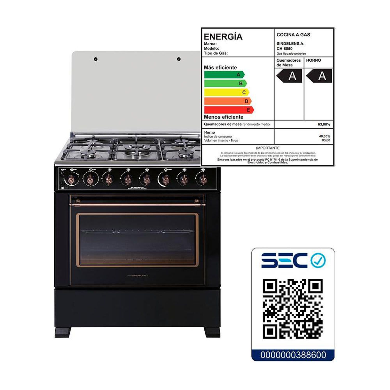 Cocina A Gas Sindelen CH-8850RD / 5 Quemadores image number 7.0