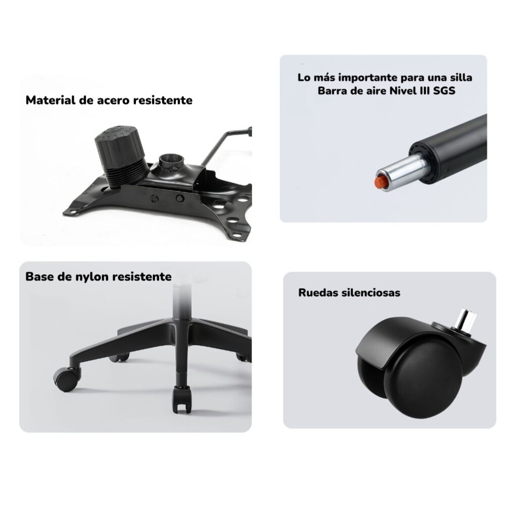 Silla De Escritorio Gris Con Apoya Cabeza W901 By Lubabycas image number 2.0