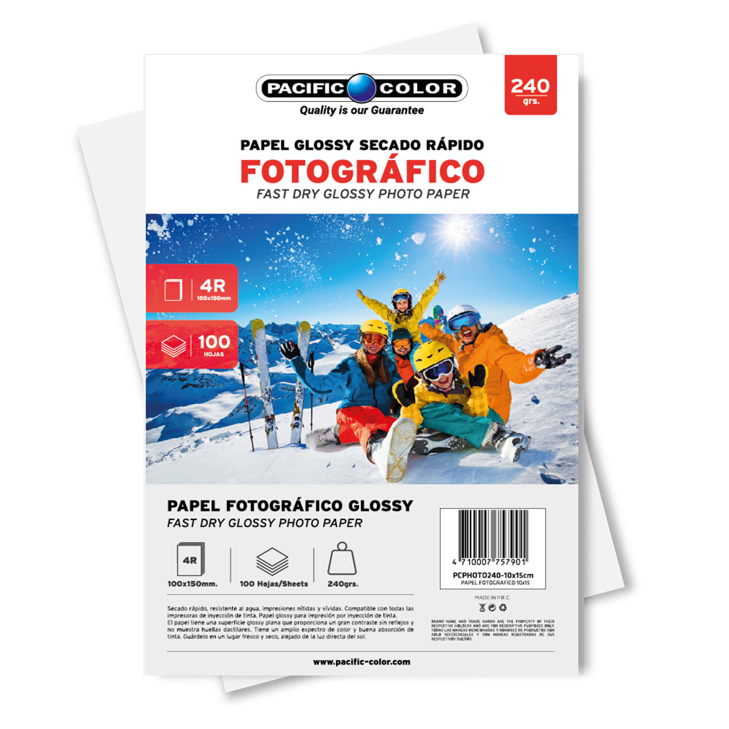 Papel Fotogr&aacute;fico Secado R&aacute;pido 10x15cms De 100 Hojas - Ps image number 0.0
