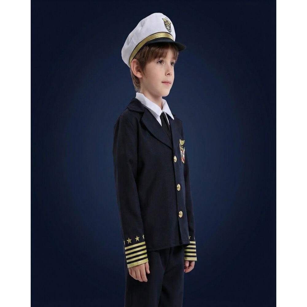 Disfraz Capit&aacute;n Naval Infantil Con Chaqueta, Gorra Y Pantal&oacute;n Para Carnaval, Halloween, Teatro Y Fiesta Tem&aacute;tica image number 7.0