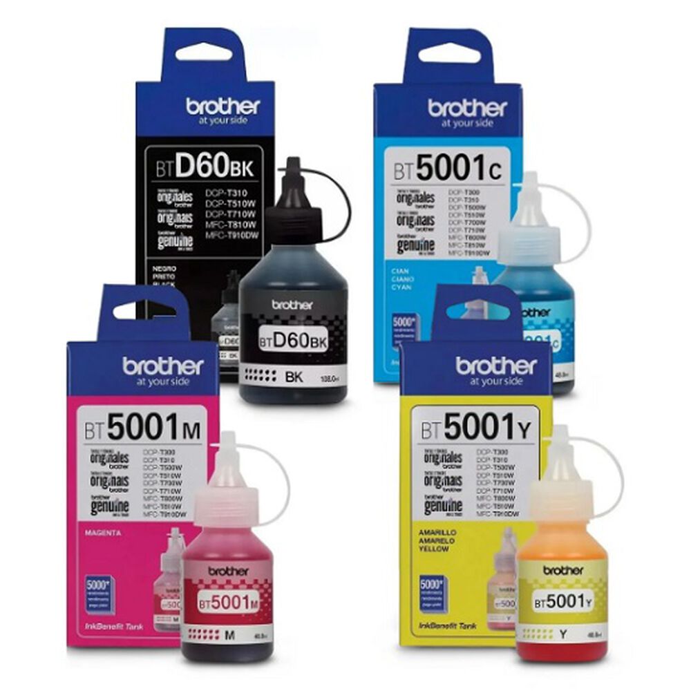 Pack Botellas Brother D60/bt5001 Bk-c-m-y image number 0.0