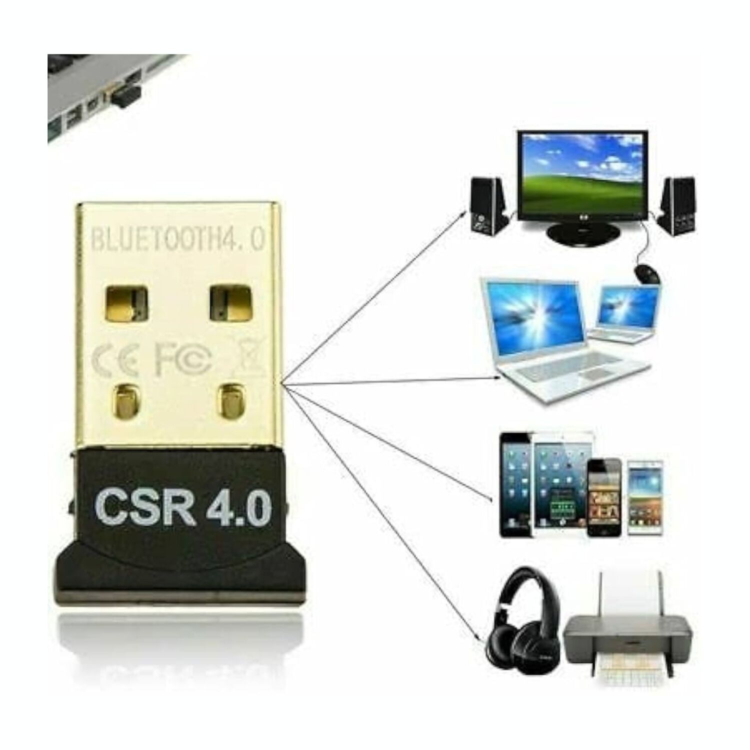 Adaptador Inalambrico Conector Usb Dongle Bluetooth 4.0 image number 2.0