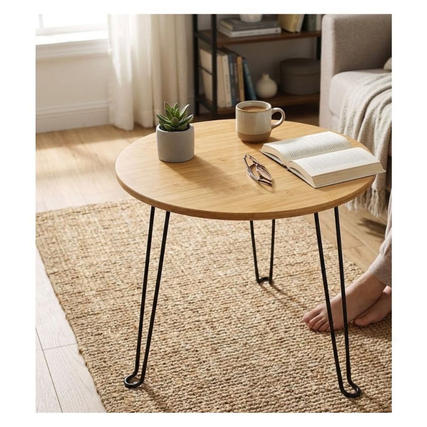Mesa Auxiliar Plegable Bamboo Redonda Living Terraza image number 2.0