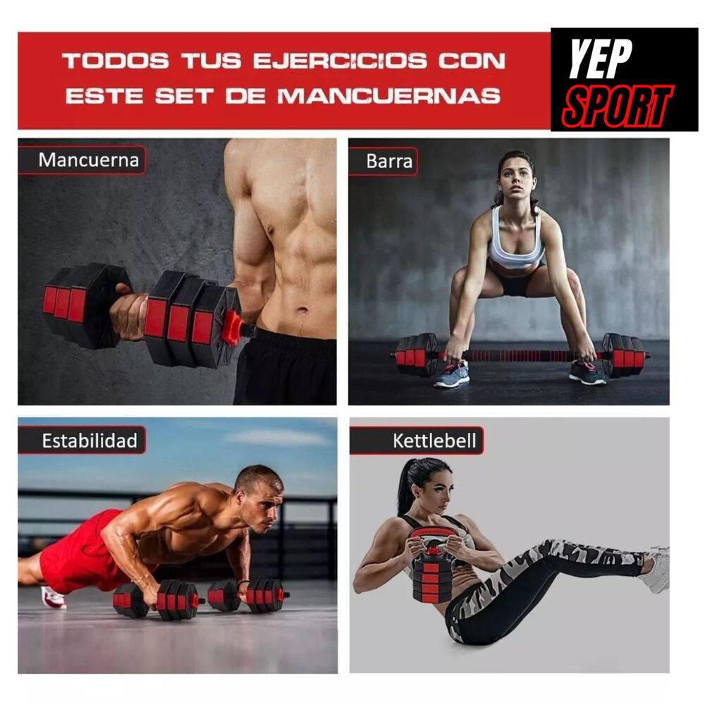 Set Mancuernas Barra Rusa Kettlebell Ajustables 40 Kg image number 3.0