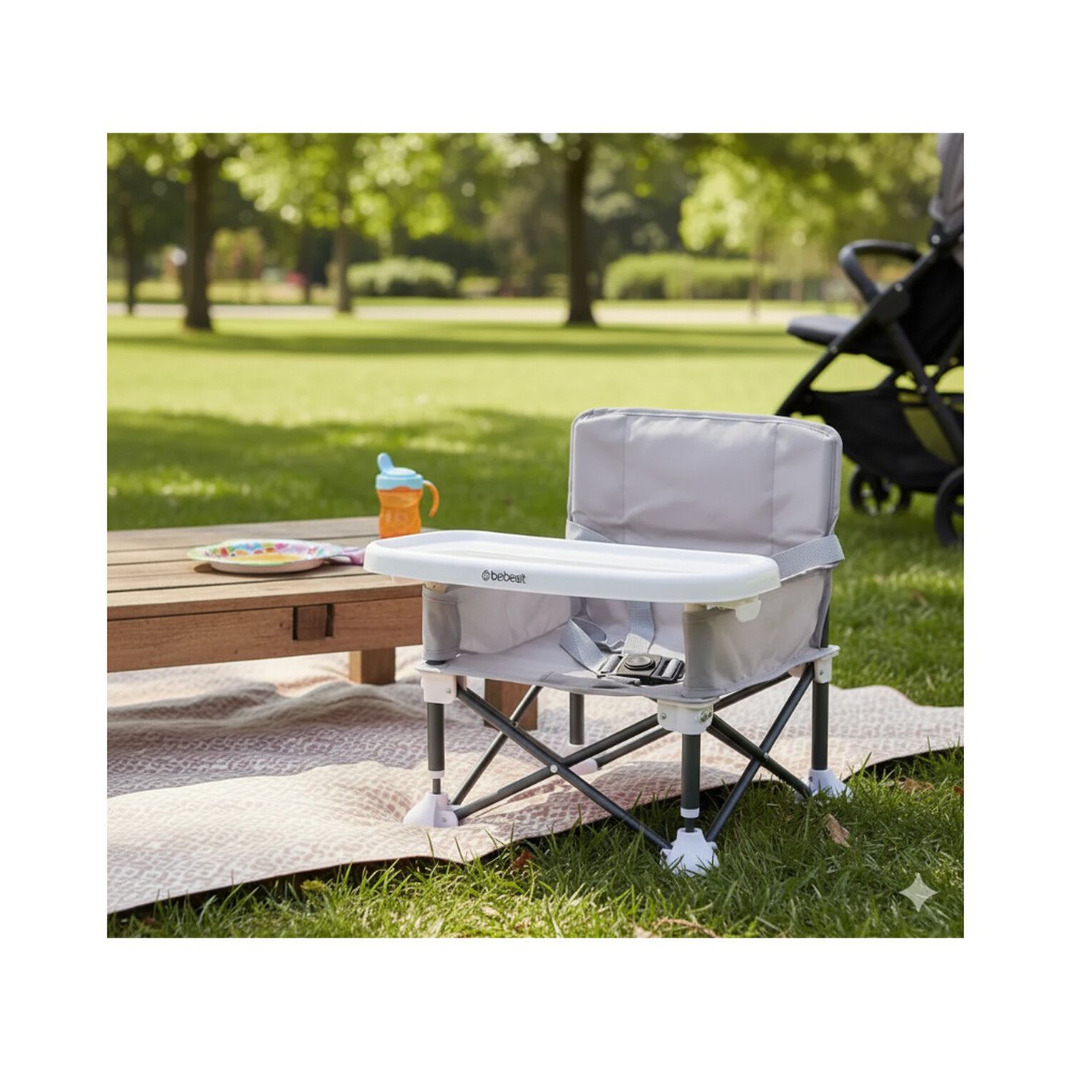 Silla De Comer Plegable Camping Xt01 Gris image number 1.0