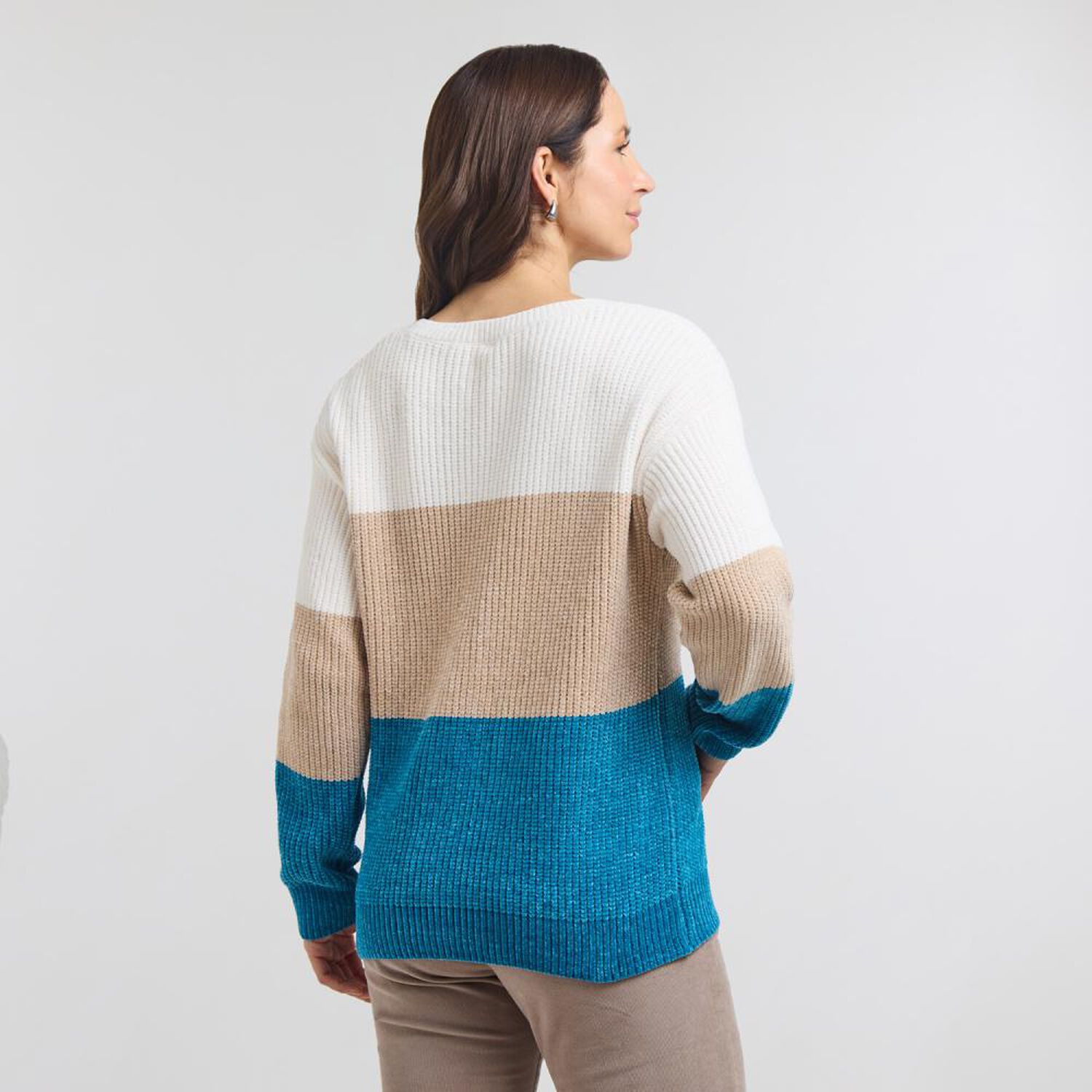 Sweater Chenille Bloques Manga Larga Cuello Alto Mujer Geeps image number 3.0