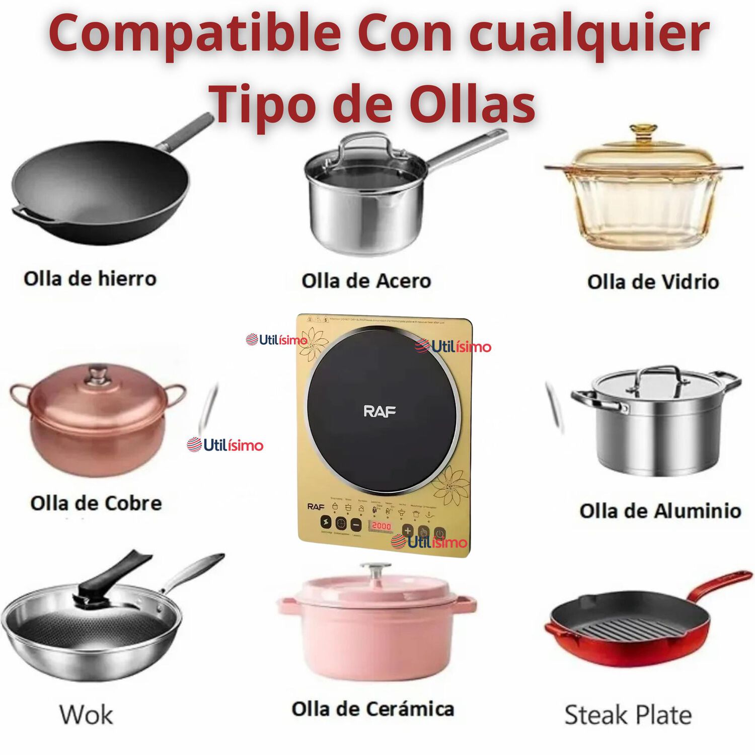 Cocina Encimera El&eacute;ctrica De Inducci&oacute;n 1 Plato Port&aacute;til 2000w image number 2.0