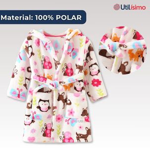 Bata De Ba&ntilde;o Cpn Capucha Y Bolsillos Ni&ntilde;o Y Ni&ntilde;a Polar