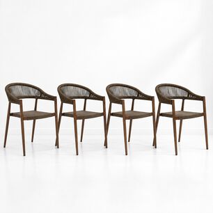 Pack De 4 Sillas De Terraza Douce - Aluminio Y Rattan