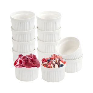Set 12 Pocillos Ramekin Ceramica Blanco 6cm Cocina Horno