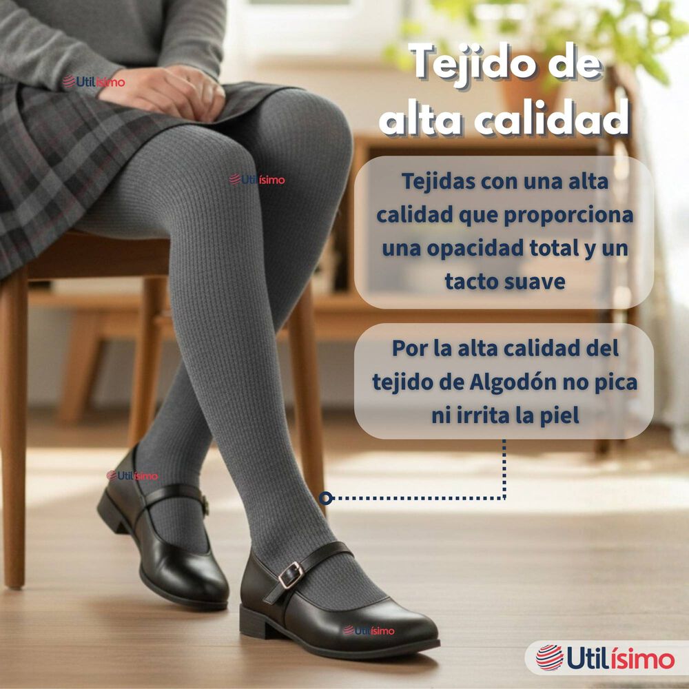 Pack 3 Ballerinas Elasticadas Escolares Ni&ntilde;a Algod&oacute;n Gris image number 2.0