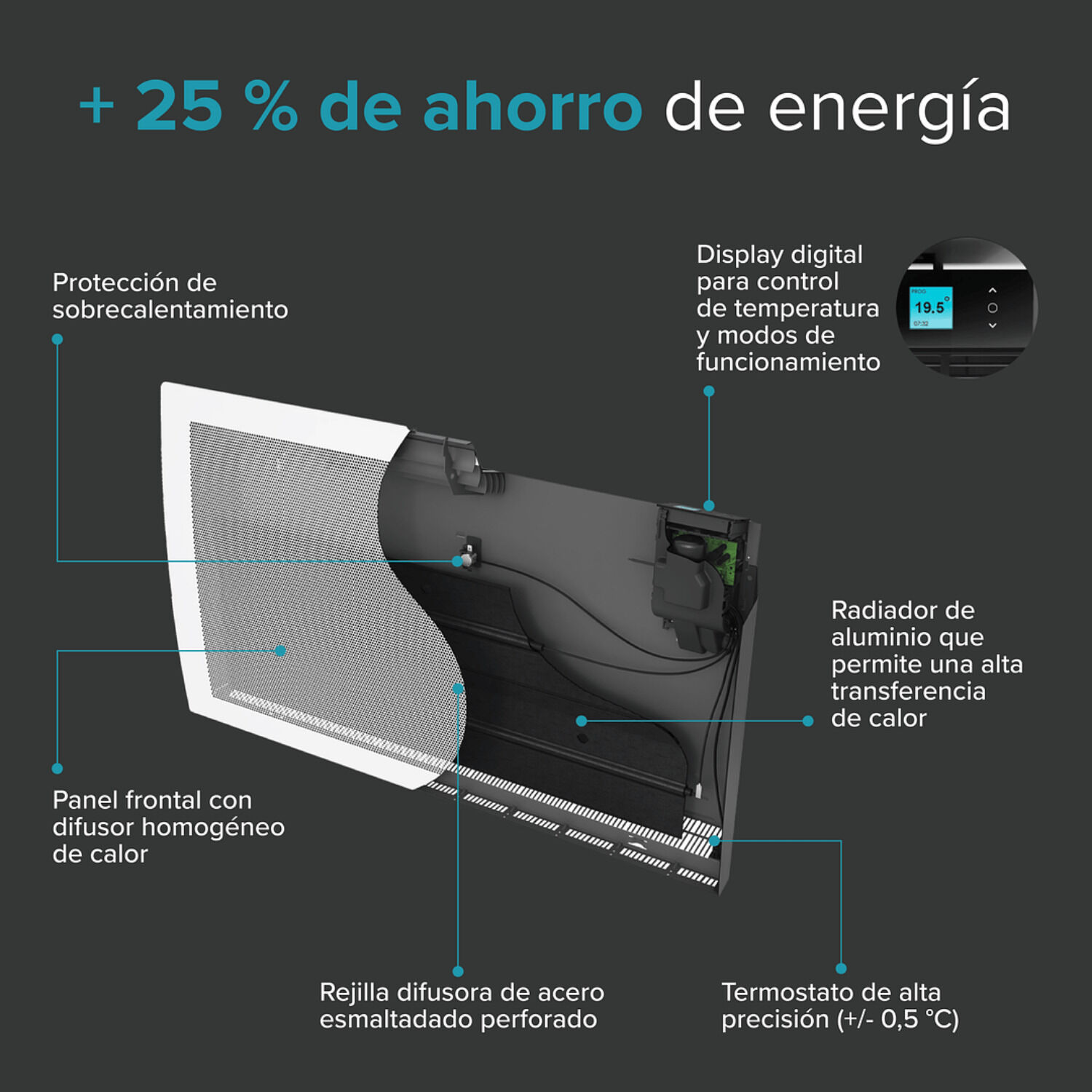 Calefactor El&eacute;ctrico Bosca Solius 750w Atlantic image number 4.0