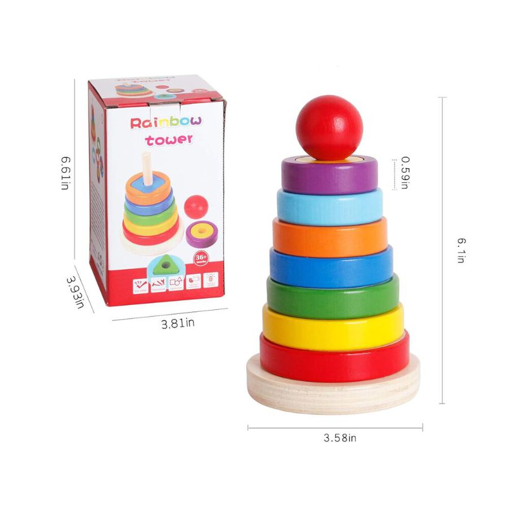 Torre De Arco&iacute;ris De Figuras Geom&eacute;tricas Para Ni&ntilde;os image number 1.0