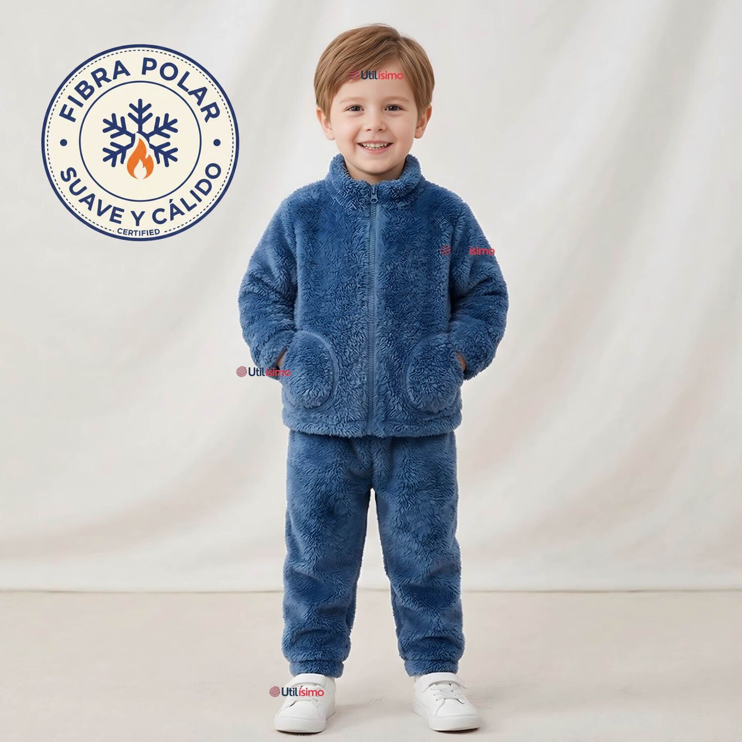 Conjunto 2 Piezas Buzo Poler&oacute;n Pantal&oacute;n Bebe Ni&ntilde;o Poli&eacute;ster Blue image number 0.0