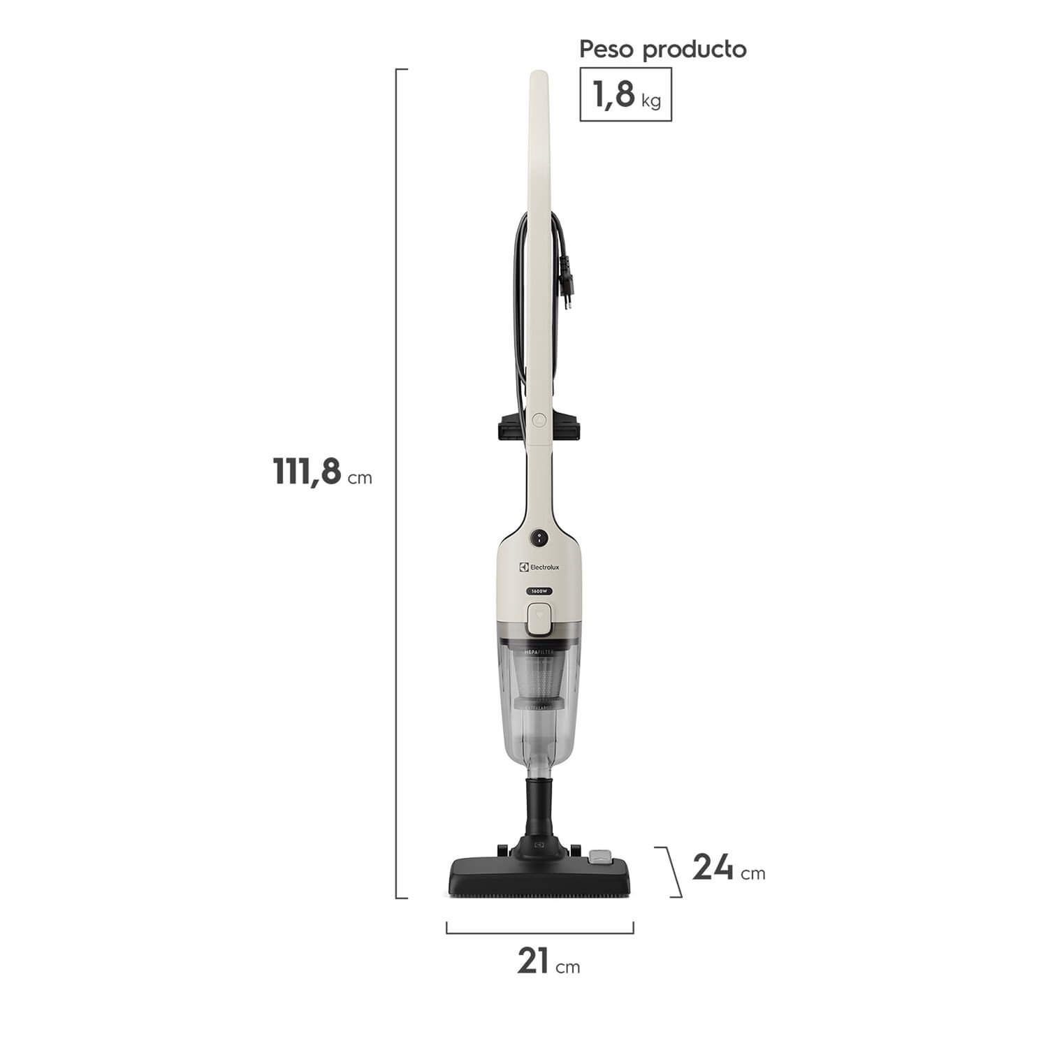 Aspiradora Vertical Con Cable Electrolux 1600w 2 En 1 Con Filtro Hepa Stk24 image number 2.0