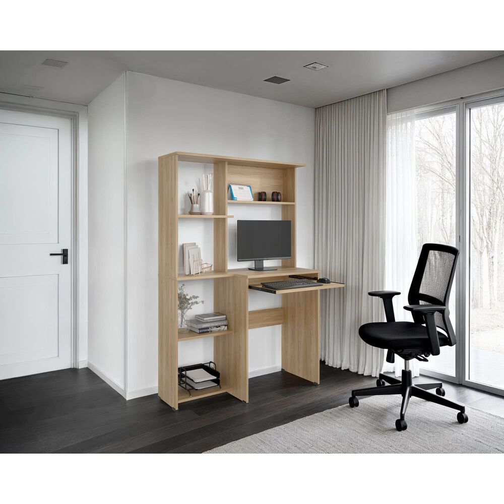 Escritorio Con Portateclado Y Biblioteca Incorporada 150x100x40 Cm image number 5.0