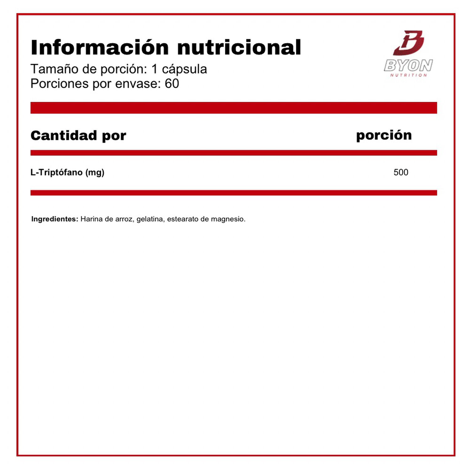 L-tryptophan 500 Mg Triptofano 60 C&aacute;psulas image number 1.0