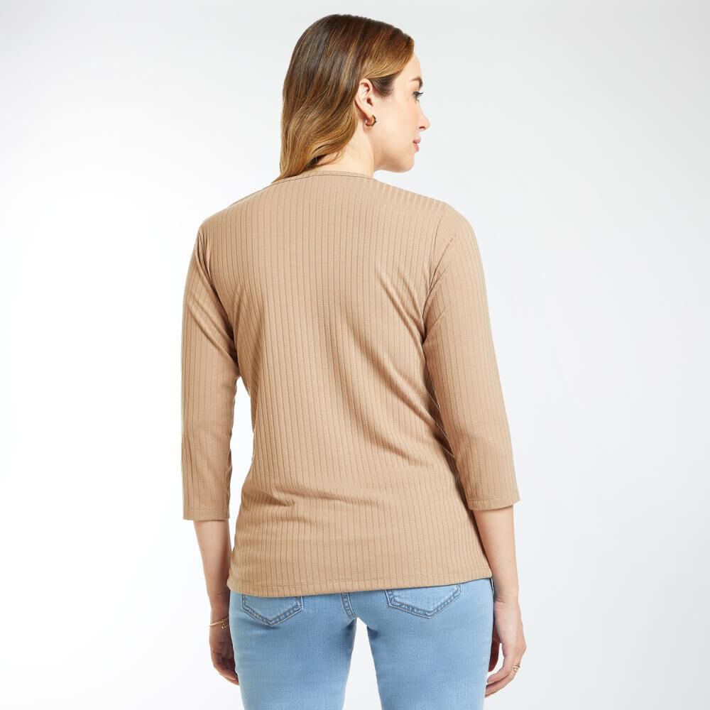 Polera Lisa Rib Manga 3/4 Cuello Redondo Mujer Geeps image number 3.0