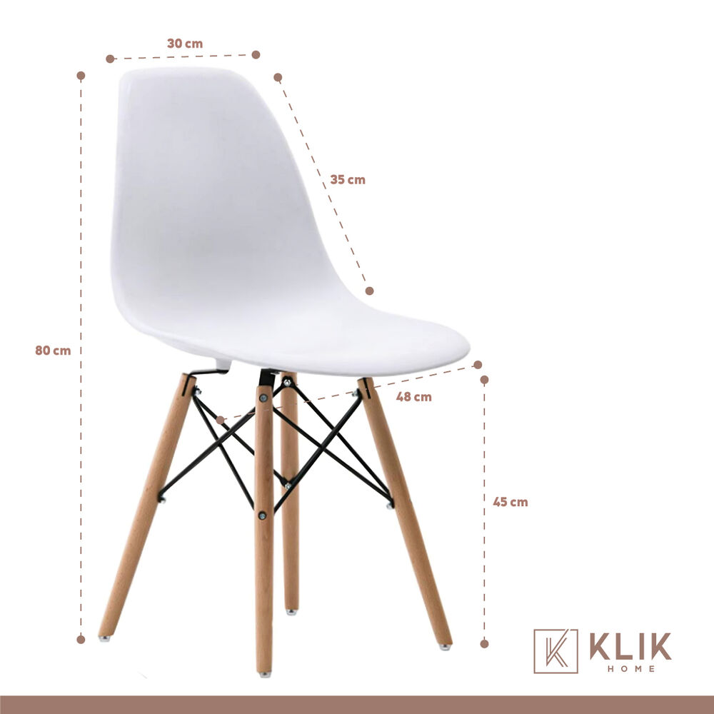 Comedor Mesa Eames Negra Redonda 80cm + 4 Sillas Eames Blancas image number 5.0