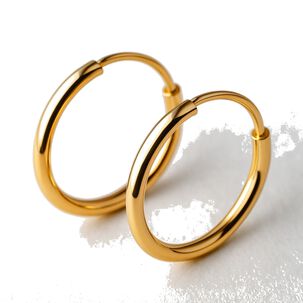 Aros Argolla Tubo 8mm Oro 18k 1.15gr Mujer Cl&aacute;sicas Elegantes