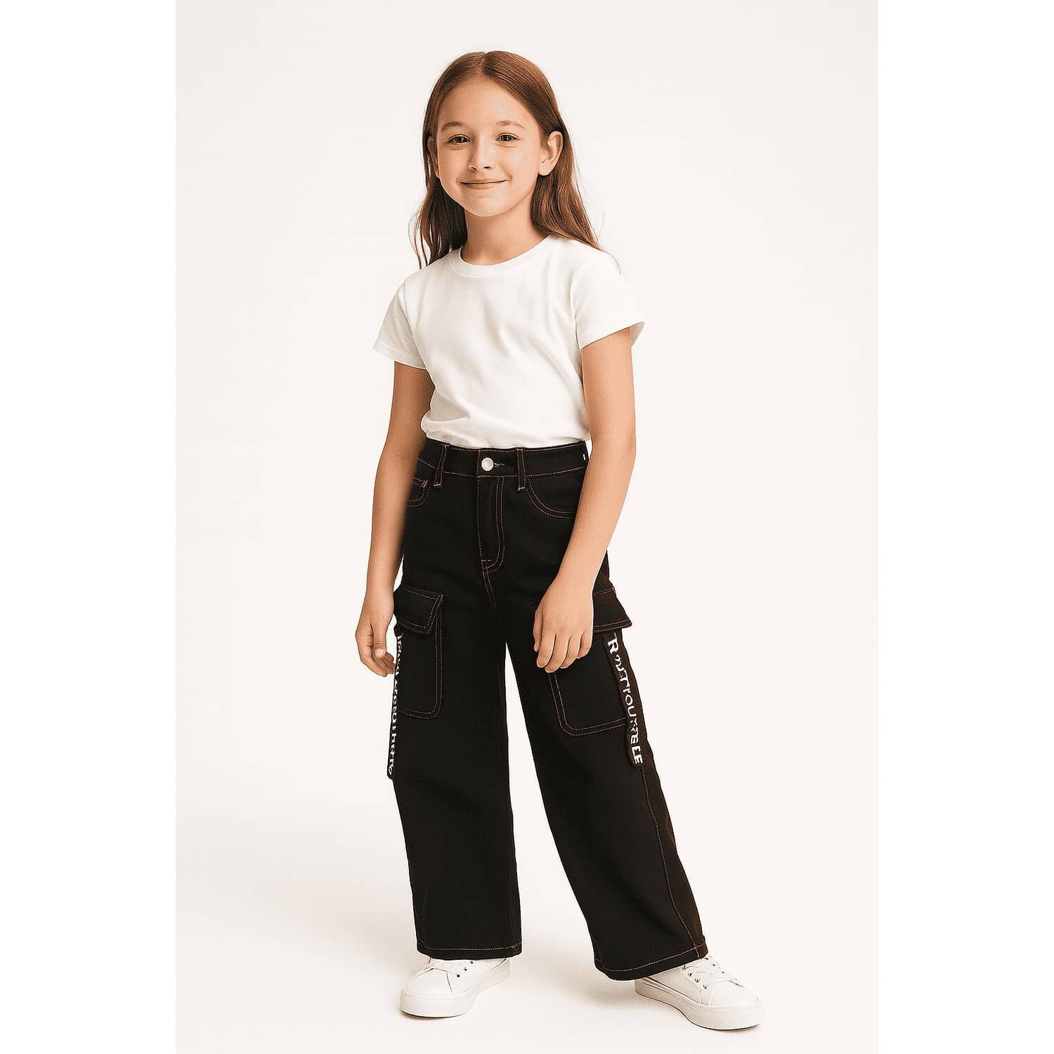 Pantal&oacute;n Jeans Cargo Ni&ntilde;a Moda Urbana image number 0.0