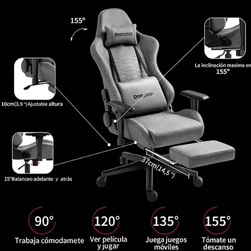 Silla Gamer Ergon&oacute;mica Con Reposapi&eacute;s Reclinable Profesional image number 2.0