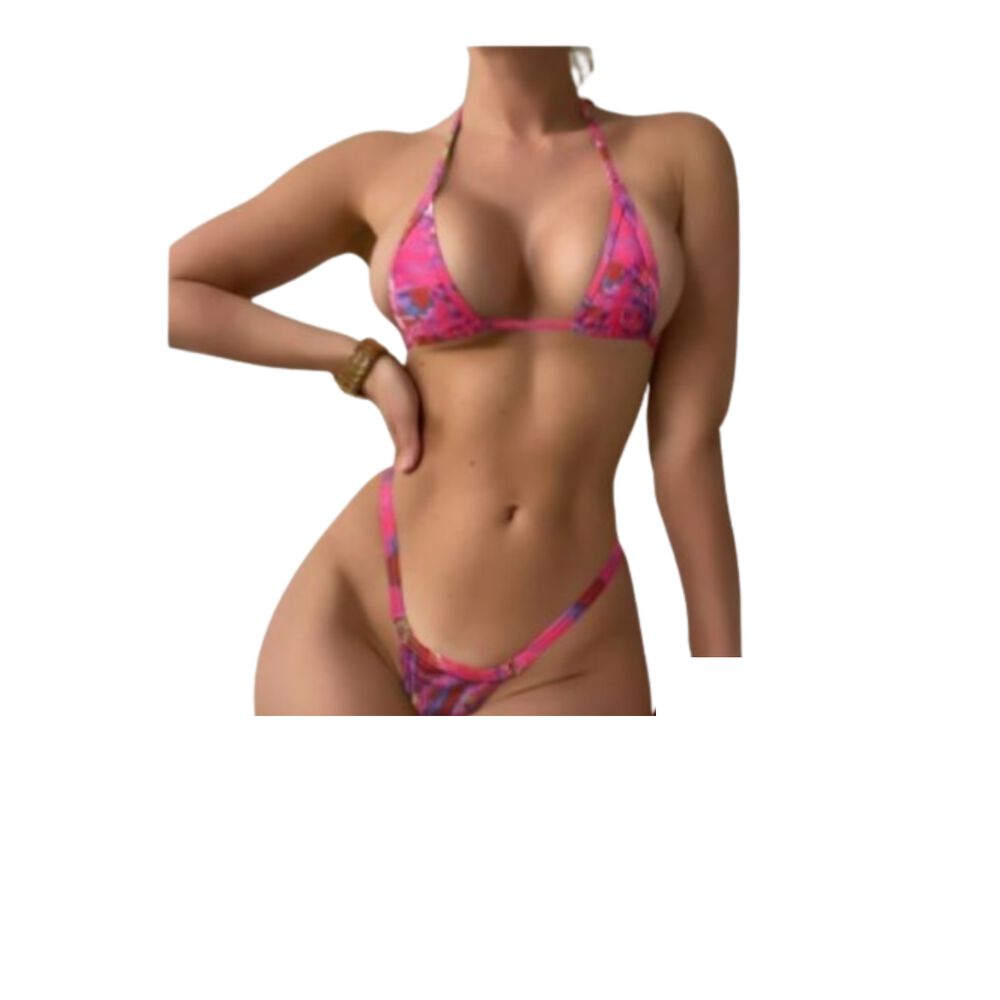 Traje Baño Bikini Micro Triángulo Con Estampado Muy Sexi image number 9.0