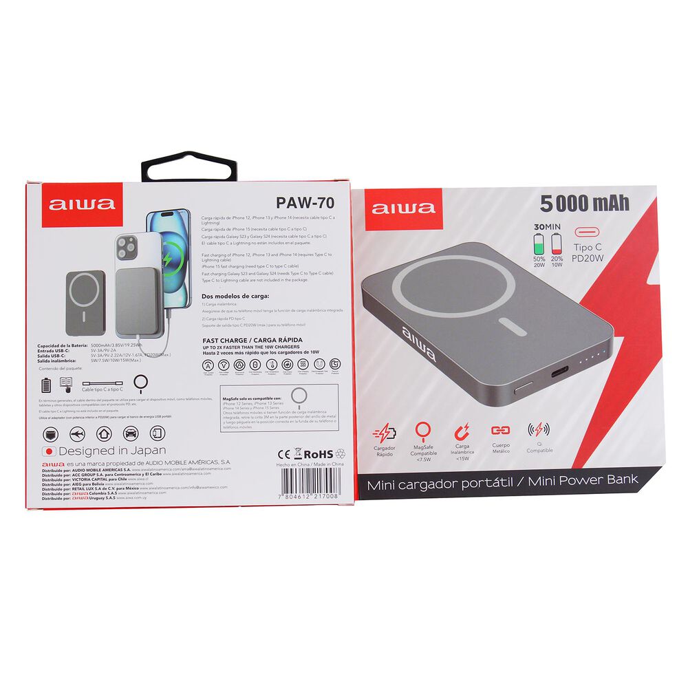 Cargador Bateria Externa Portatil Magnetica 5000mah Paw-70 image number 4.0