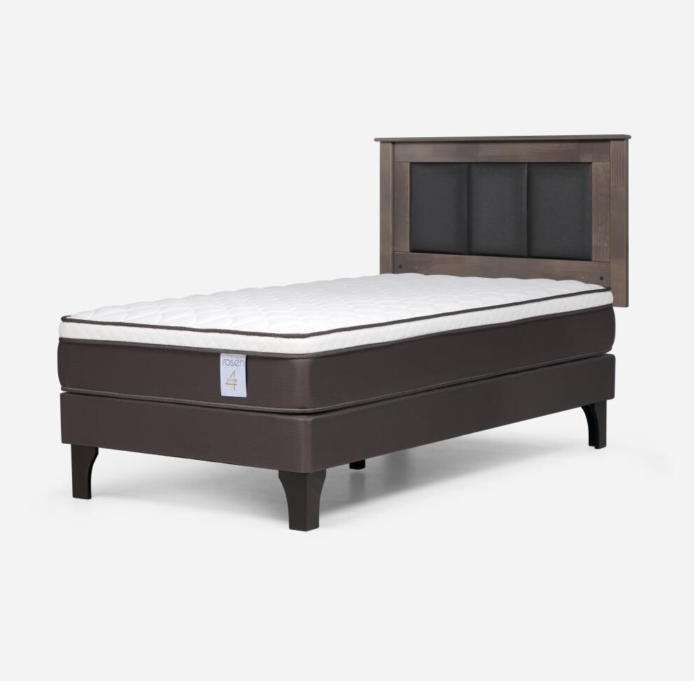 Cama Europea Rosen New Style 4 Plus / 1 Plaza / Base Normal  + Respaldo Rachel Gris image number 1.0