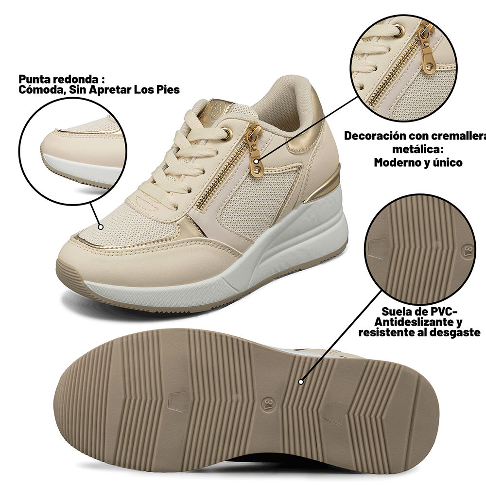 Zapatilla Deportiva Taco Cuña Malla Mujer Weide Jll60 image number 7.0