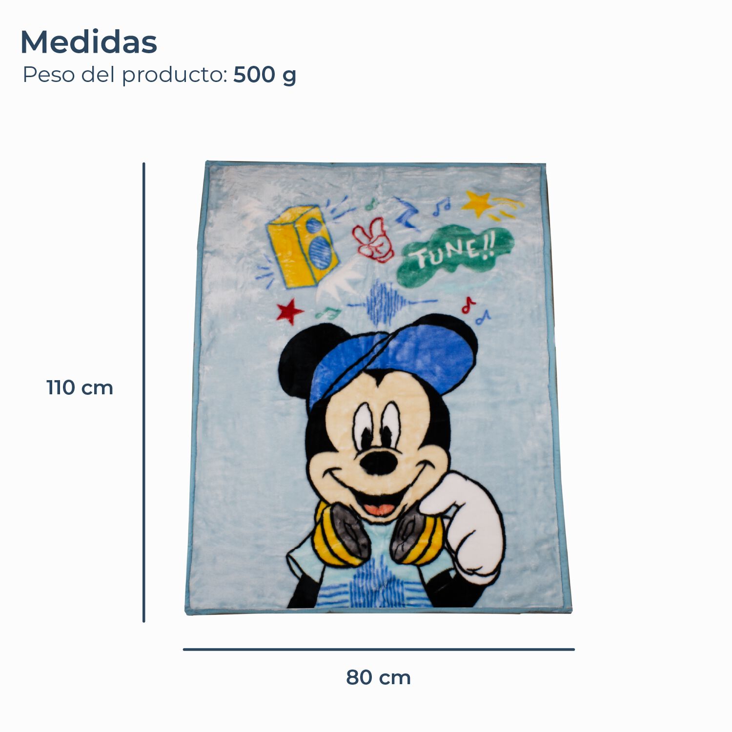 Frazada Ultra Soft Mickey Music 80x110cm Celeste Disney image number 3.0