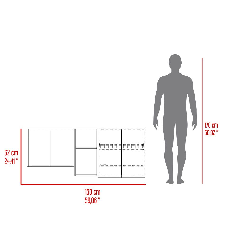 Mueble Superior De Cocina 62x150x34,5 Cm Café Claro image number 7.0