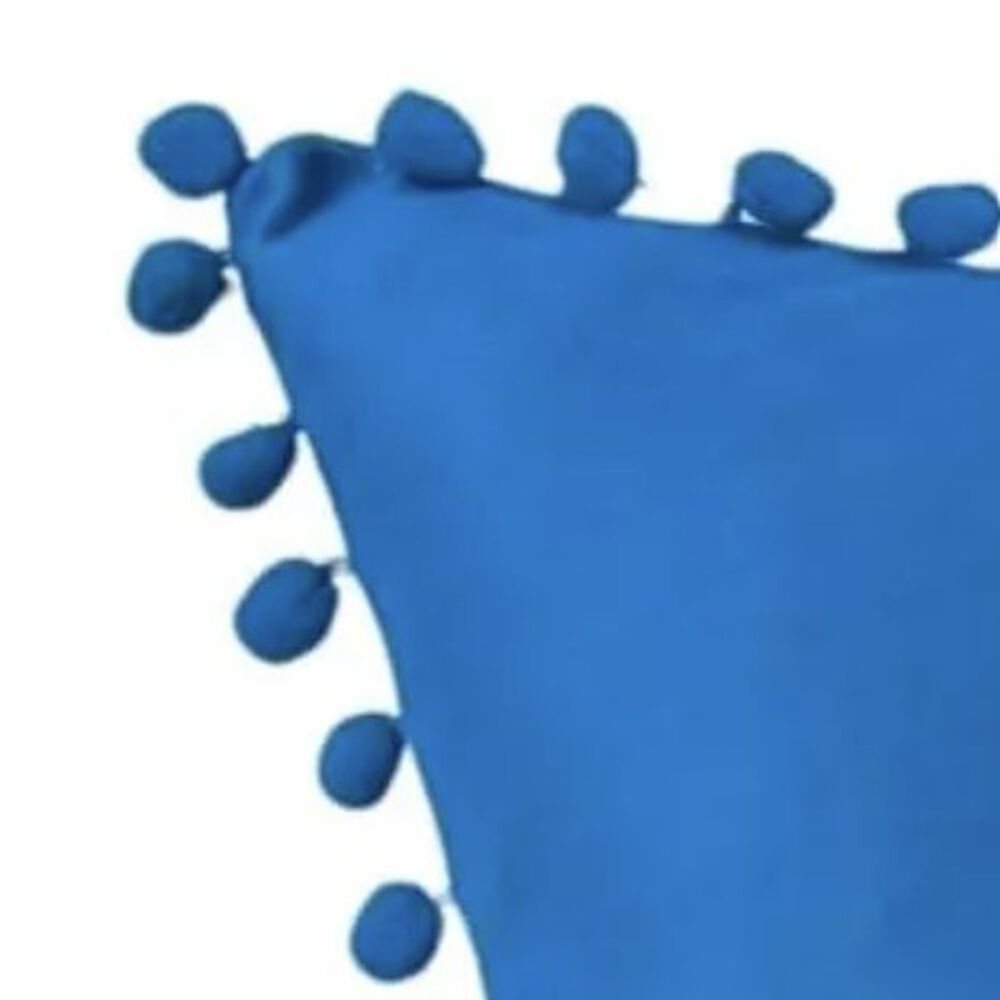 Funda De Cojines Con Pompones. Medida 45x45. Terciopelo. Celeste image number 1.0