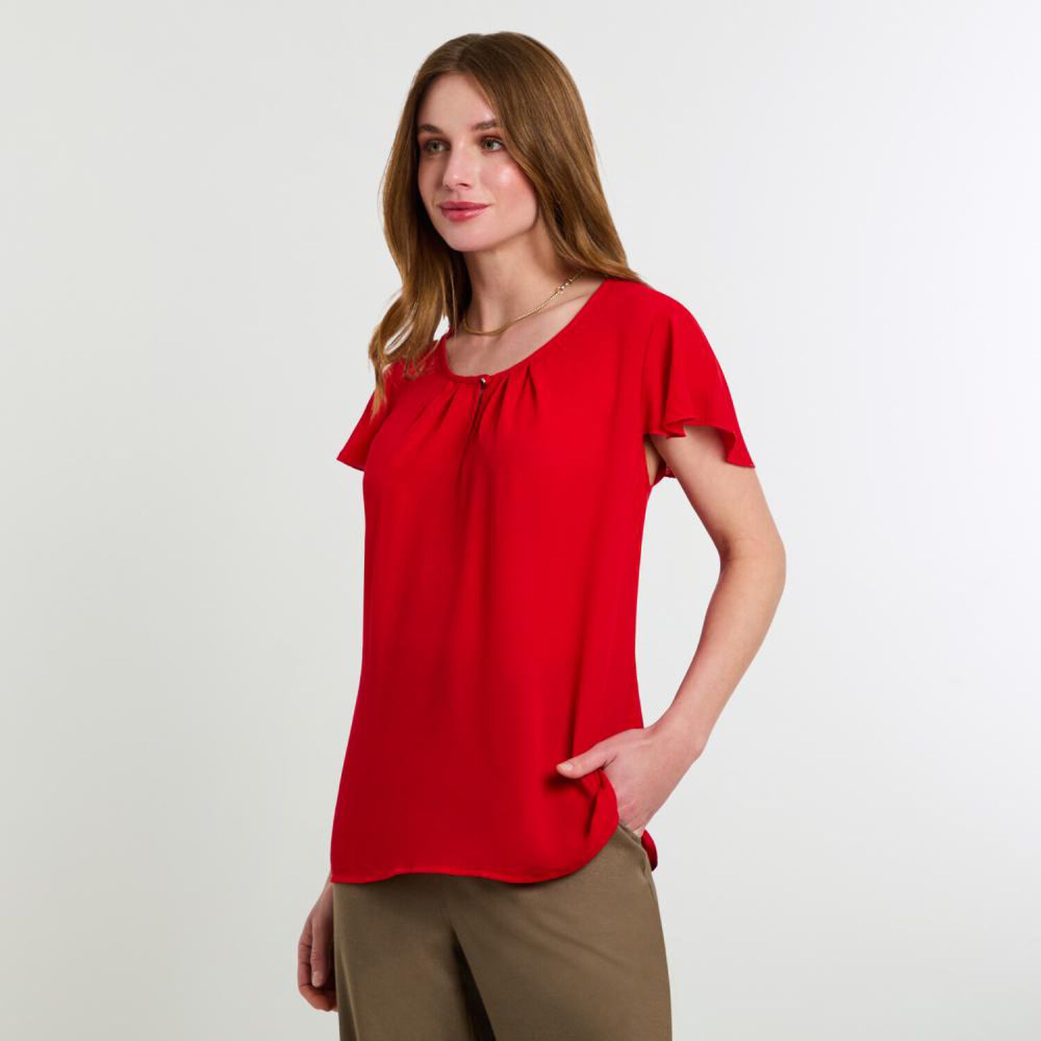 Blusa Manga Corta Cuello Redondo Mujer Lesage image number 2.0