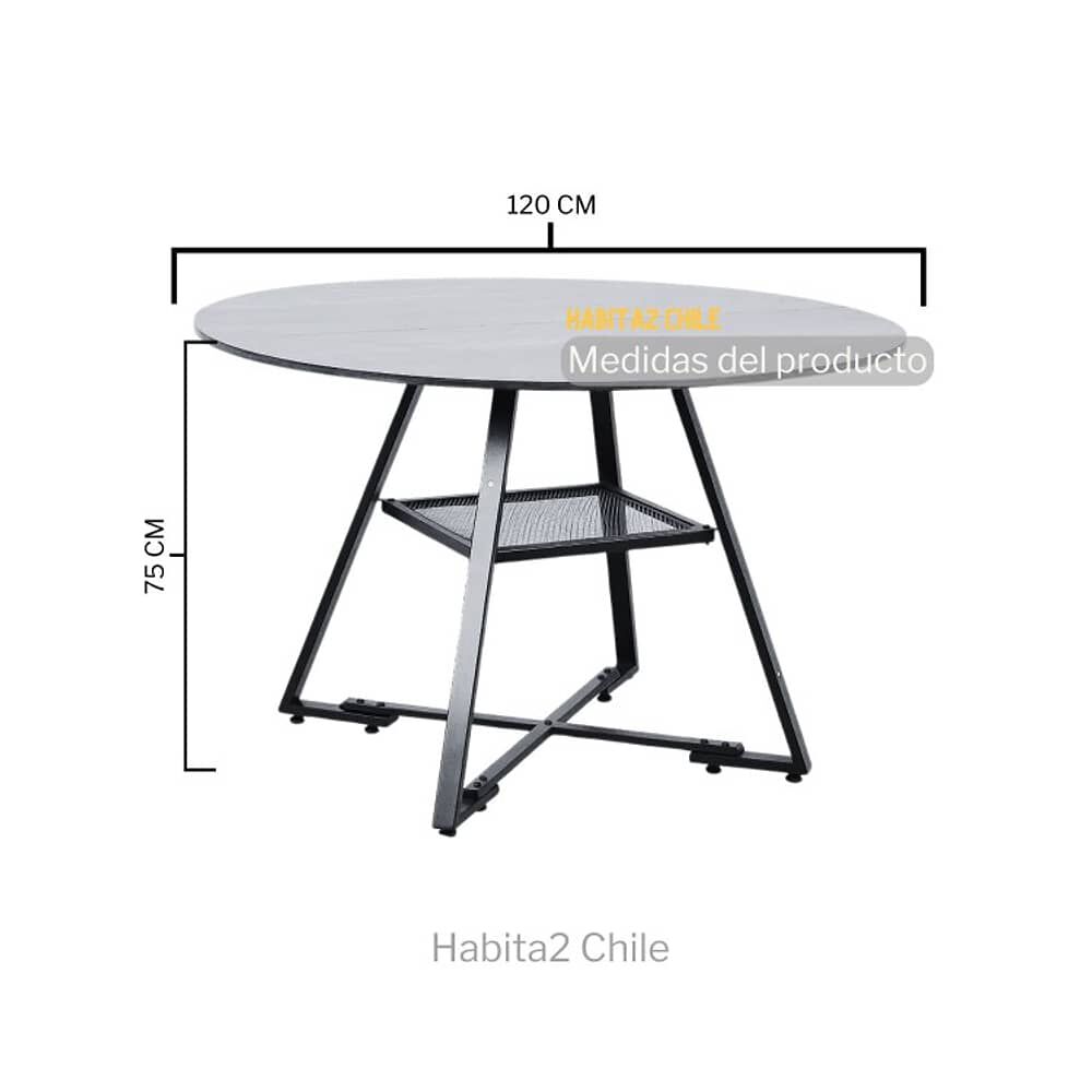 Mesa De Comedor Redonda Estilo Industrial Colonia 120cm image number 1.0