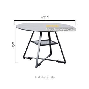 Mesa De Comedor Redonda Estilo Industrial Colonia 120cm