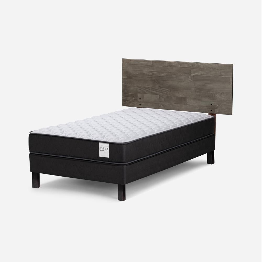 Cama Europea Rosen Wave / 1.5 Plazas / Base Normal + Respaldo Tabor Grafito image number 0.0