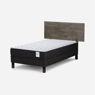 Cama Europea Rosen Wave / 1.5 Plazas / Base Normal + Respaldo Tabor Grafito