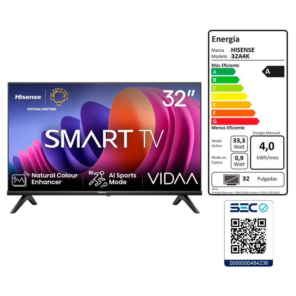 Led 32" Hisense A4K / HD / Smart TV image number 9.0