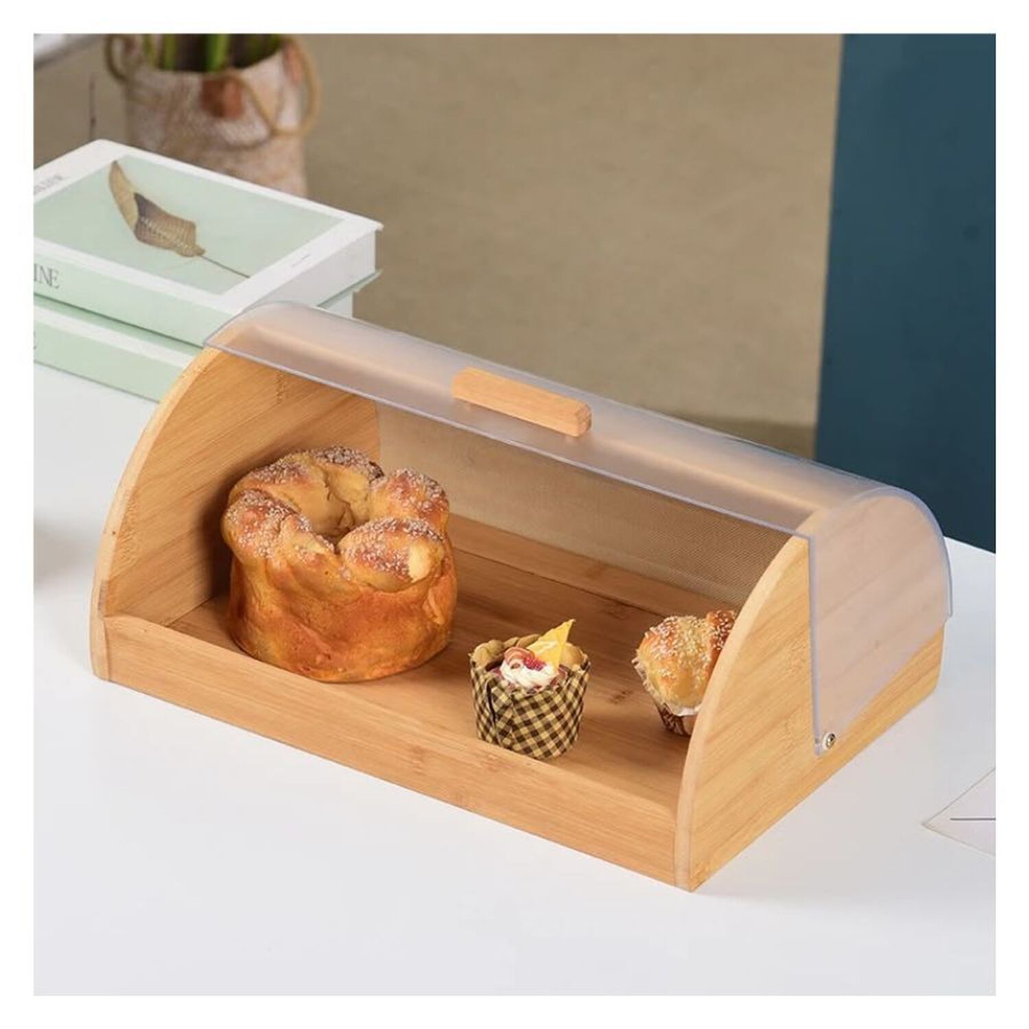 Panera De Bamb&uacute; Con Tapa Deslizable Organizador Cocina image number 2.0