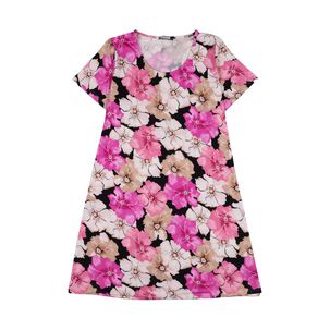 Vestido Full Print Manga Corta Cuello Redondo Mujer Lesage