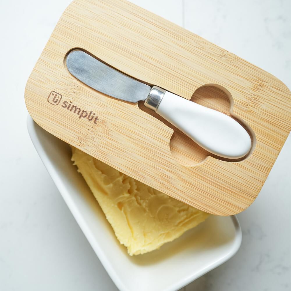 Mantequillero Cer&aacute;mica Tapa Bamboo + Cuchillo 600 Ml Simplit image number 4.0