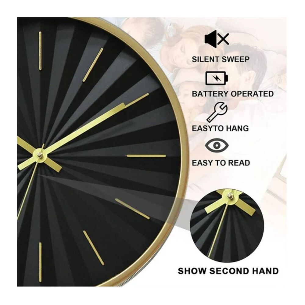 Reloj De Pared Minimalista Negro 30cm image number 2.0