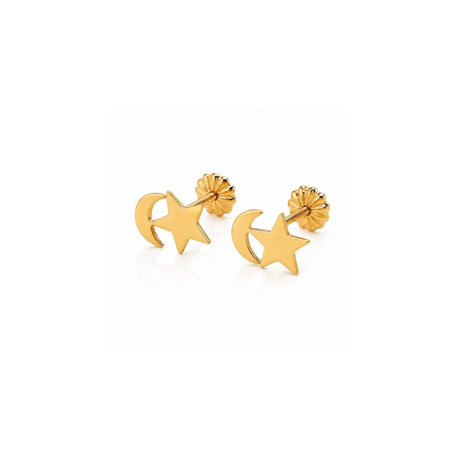 Aros Estrella Y Luna Oro 18k 1gr Mujer Ni&ntilde;a Hipoalerg&eacute;nic Dorado image number 0.0