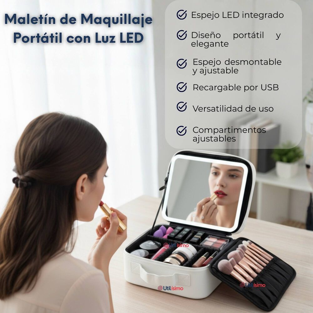 Malet&iacute;n De Maquillaje Con Luz Led Y Espejo Estuche De Maquillaje Organizador image number 1.0