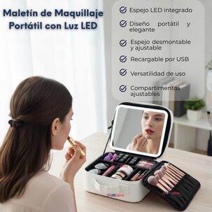 Malet&iacute;n De Maquillaje Con Luz Led Y Espejo Estuche De Maquillaje Organizador