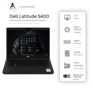 Notebook Dell 5400 I5 8th 16gb 512gb - Win11 Office - Reacondicionado Profesional